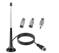 Antenne Radio FM Dab Intérieur 75 Ohm Base Magnétique, Câble de 3m et Connecteurs Compatibles pour Chaine HiFi, Récepteur Stéréo, Radio Maison, Antenne FM pour Tuner HiFi