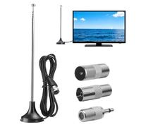 Antenne Radio FM Dab Intérieur Télescopique，75 ohm avec Base Magnétique pour Tuner Radio Portable，Compatible Récepteurs Stéréo, Tuners Radio Portables et Systèmes Hi-FI，kit 3 Adapteurs