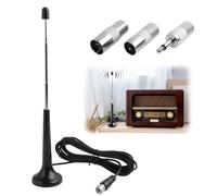 Antenne Radio FM/Dab Télescopique Intérieure avec Base Magnétique et Câble d'Extension de 3m, Compatible pour Tuner Radio Portable et Récepteurs Hi-FI, Inclut Adaptateurs pour Divers Appareils
