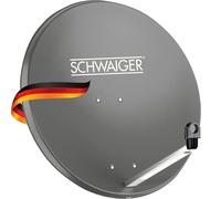 Antenne satellite numérique (75 x 85 cm) Schwaiger 714166 - Avec bras-porteur LNB et support de mailles - Anthracite - Miroir en acier - Pour recevoir la TNT en Full HD, 3D et 4 K (Ultra HD)