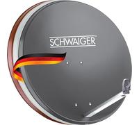 Antenne satellite numérique Schwaiger 714197 (75 x 85 cm) avec bras LNB, anthracite, miroir en aluminium - Pour recevoir en DVB-S/S2, en Full HD, 3D et 4 K (Ultra HD)