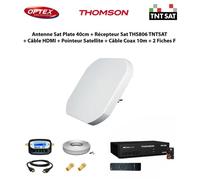Antenne Satellite Plate - OPTEX - 40cm - Récepteur HD THS806 - Câble HDMI - Installation facile