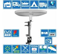 Antenne TNT HD Omnidirectionnelle - Unispectra TRAVELAIR-II - Gain 32dB, DVB-T2, FM, DAB, pour Camion Caravane Bateau Camping Car