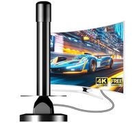 Antenne TNT Intérieure HD 4K Omnidirectionnelle, Réception TV 360° Longue Portée sans Angle Mort, Compatible DVB-T/T2, Smart TV et Téléviseur Numérique, Câble Coaxial 5 m，K-FR-250-03-26831