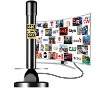 Antenne TNT Intérieure HD 4K Omnidirectionnelle, Réception TV 360° Longue Portée sans Angle Mort, Compatible DVB-T/T2, Smart TV et Téléviseur Numérique, Câble Coaxial 5 m，K-FR-250-04-26831