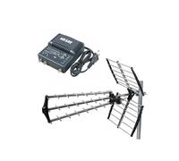 Antenne TNT Trinappe Gain 18dB + Amplificateur tnt 2 Sorties