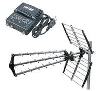 Antenne TNT Trinappe Gain 18dB + Amplificateur tnt 2 Sorties