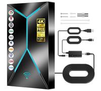 Antenne TV 2026 améliorée pour intérieur et extérieur, antenne HDTV longue portée de plus de 3 000 km avec amplificateur de signal, câble coaxial de 8 m pour chaînes locales 4K 8K 1080p, réception