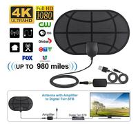 Antenne TV 980 Mile pour signaux VHF et UHF avec gain de 25 dB et alimentation USB