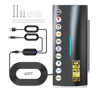 Antenne TV à portée de plus de 3 600 km, antenne numérique 2026 pour Smart TV d'intérieur avec amplificateur amélioré, antenne HD extérieure pour chaînes locales avec poteau d'antenne télescopique