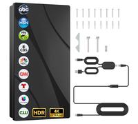 Antenne TV amplifiée 2026, portée de plus de 3 600 km pour chaînes locales, antenne HDTV à gain élevé avec amplificateur, prend en charge 8K 4K 1080p tous les téléviseurs intelligents/anciens, câble