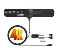 Antenne TV, antenne numérique pour Smart TV Antenne 4K Support 360° Réception 4K 1080p Tous les téléviseurs pour chaînes locales, amplificateur de signal Smart Switch - Câble coaxial HDTV de 3,2 m
