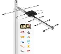 Antenne TV - Antenne TV d'extérieur - Antenne numérique haute performance pour un signal fort au Royaume-Uni - Réception HDTV 4K/1080P - UHF/VHF - 8 m