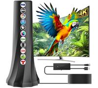 Antenne TV d'intérieur 2025 pour Smart TV avec récepteur amplificateur de signal à 360°, antenne HD pour chaînes locales portée de plus de 1 200 km, antenne numérique intérieure prend en charge 4K 8K