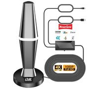 Antenne TV d'intérieur 2026 numérique d'intérieur avec portée de plus de 400 km, amplificateur de signal réglable et puissant pour HDTV 4K 1080p et radio VHF UHF DAB avec base magnétique