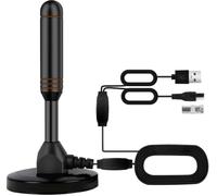 Antenne TV d'intérieur avec 2 amplificateurs de signal et câble de 10,7 m - Antenne numérique pour Smart TV, base magnétique, prend en charge 4K 1080p - Double amplificateurs pour réception longue