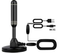 Antenne TV d'intérieur avec 2 amplificateurs de signal et câble de 10,7 m - Antenne numérique pour Smart TV, base magnétique, prend en charge 4K 1080p - Double amplificateurs pour réception longue