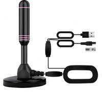 Antenne TV d'intérieur avec 2 amplificateurs de signal et câble de 10,7 m - Antenne numérique pour Smart TV, base magnétique, prend en charge 4K 1080p - Double amplificateurs pour réception longue
