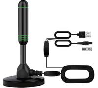 Antenne TV d'intérieur avec 2 amplificateurs de signal et câble de 10,7 m - Antenne numérique pour Smart TV, base magnétique, prend en charge 4K 1080p - Double amplificateurs pour réception longue