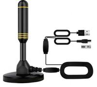 Antenne TV d'intérieur avec 2 amplificateurs de signal et câble de 10,7 m - Antenne numérique pour Smart TV, base magnétique, prend en charge 4K 1080p - Double amplificateurs pour réception longue