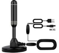 Antenne TV d'intérieur avec 2 amplificateurs de signal et câble de 10,7 m - Antenne numérique pour Smart TV, base magnétique, prend en charge 4K 1080p - Double amplificateurs pour réception longue