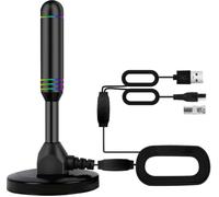 Antenne TV d'intérieur avec 2 amplificateurs de signal et câble de 10,7 m - Antenne numérique pour Smart TV, base magnétique, prend en charge 4K 1080p - Double amplificateurs pour une réception longue