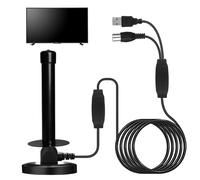 Antenne TV d'intérieur avec amplificateur de signal, antenne TV intérieure Freeview pour téléviseurs intelligents 4K/HD, base magnétique avec câble de 5 m, pour zones de signal faible et réception