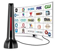 Antenne TV d'intérieur pour chaînes locales pour Smart TV et HDTV, antenne numérique 4K HD pour Smart TV d'intérieur sans câble - Base magnétique, réception à 360°, câble de 2,5 m, portée de 200 km