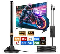 Antenne TV d'intérieur pour Smart TV pour réception longue portée et tous les téléviseurs intelligents Antenne numérique HD avec amplificateur de signal pour chaînes locales Prend en charge la mise à