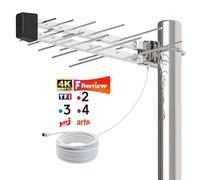 Antenne TV Extérieure 20 Éléments Yagi - Réception TNT HD/UHD 4K - Antenne Râteau Longue Portée Compatible DVB-T/T2 - Résistante aux Intempéries - Câble Coaxial 8 M Inclus