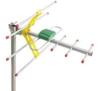 Antenne TV Extérieure 5 Éléments Yagi - Réception TNT HD/UHD 4K - Antenne Télévision Longue Portée Compatible DVB-T/T2 - Installation Facile avec Câble Coaxial 8 M Inclus