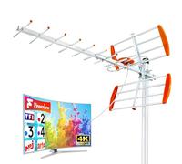Antenne TV Extérieure 9 Éléments Yagi Râteau - Réception TNT HD/UHD 4K DVB-T/T2 - Antenne Télé Longue Portée France - Résistante aux Intempéries, Installation Facile - Câble Coaxial 10M Inclus