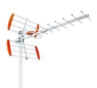 Antenne TV Extérieure 9 Éléments Yagi - Réception TNT HD/UHD 4K - Télévision Longue Portée Compatible DVB-T/T2 - Antenne Râteau Résistante aux Intempéries - Câble Coaxial 10 M Inclus