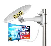Antenne TV Extérieure Amplifiée - Réception Puissante Longue Portée DVB-T2/TNT HD - Compatible Télévision Numérique 4K UHD & Full HD - Antenne Numérique Résistante aux Intempéries - Câble 10 m