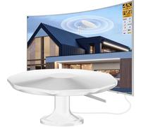Antenne TV Extérieure, Antenne Camping Car Réception Omnidirectionnelle 360°, Canaux Locaux, Câble Coaxial de 32,8 ft 3 Modes de Fixation pour Toit,Grenier,Balcon,Salon et Appartement (Blanc)