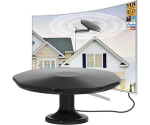 Antenne TV extérieure CC-Digital 360° omnidirectionnelle pour chaînes | Antenne extérieure 4K HDTV pour Smart TV avec câble de 10 m, longue portée pour grenier, camping-car et camping-car