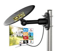 Antenne TV extérieure pour Smart TV, antenne HDTV omnidirectionnelle à 360 °, antenne numérique 4K 1080p VHF UHF pour grenier extérieur, câble coaxial de 10 m, réception du signal stable (noir)