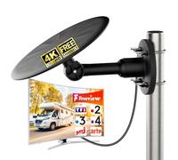 Antenne TV Extérieure TNT HD avec Amplificateur - Réception Longue Portée 360° DVB-T2 - Antenne Râteau Résistante aux Intempéries - Compatible TV Numérique et Smart TV - Câble 4K UHD