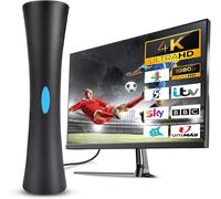 Antenne TV Intérieur Extérieur,Antenne Puissante TNT HD,Portée Longue de 200 Miles et Rotation 360°,Base Collante Forte,Prendre en Charge de Télévision 4K 1080P VHF HDTV Gratuites