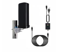 Antenne TV Intérieur Extérieure Puissante, IP66 Antenne TNT Anti-Foudre Réception à 360 ° avec Amplificateur Signal Booster et Câble Coaxial de 13m pour DVB-T DVB-T2 1080P 4K VHF UHF DTMB