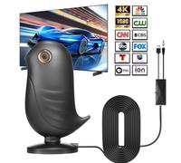 Antenne TV Intérieur Puissante,2025 Le Plus récent Antenne TV Intérieur avec Amplificateur de Signal à Gain Élevé,650km Réception Longue Portée à 360°,pour téléviseurs 2K et 4K, câble coaxial de 5 m
