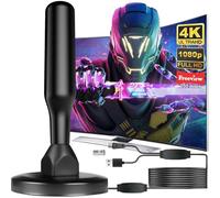 Antenne TV Intérieur Puissante,2026 Puissante Antenne HDTV Intérieur de Base magnétique-Chaînes Locales Gratuites 500km Réception Longue Portée à 360°,Compatible avec 4K (Black) (Black)