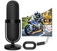 Antenne TV intérieur puissante,amplificateur antenne TV,avec Base magnétique - Réception Longue Distance 360°,pour 1080P 4K Chaînes Télévision Gratuites - 5m de Câble Coaxial