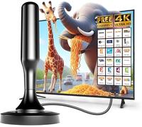 Antenne TV Intérieur Puissante, Antenne TV Intérieur, Antennes TNT Intérieur pour Téléviseur Intelligent - Compatible DVB-T2, 4K 1080P pour Chaînes Locales Gratuites, 2.5m Noir (sans amplificateur)