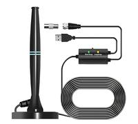 Antenne TV Intérieur Puissante, Antenne TV Intérieur Puissante Amplifiée avec Base Magnétique, CâBle Coaxial de 5m, Longue Distance 400km, pour 1080P 4K Chaînes Télévision Gratuites