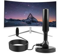 Antenne TV IntéRieur Puissante, HD Haute Performance avec Base Magnétique, Réception 360° Compatible 4K UHD & DVB-T2 Câble Coaxial 3m pour Télévision Intelligente Antenne TNT sans Abonnement