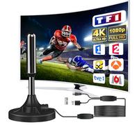 Antenne TV IntéRieur Puissante, Nouveau pour 2025 Antenne TNT IntéRieur Puissante, CâBle Coaxial De 5m, RéCeption Longue Distance 500km, 360 DegréS sans Angle Mort(3)