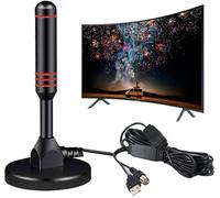 Antenne TV Intérieur Puissante TNT,360°Antenne TV Intérieure 50KM Longue Portée,High Gain VHFUVFFM DVBT2 Décodeur TNT HD Terrestre