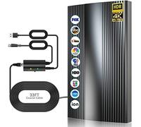 Antenne TV Intérieur Puissante TNT HD,600KM Gamme Antenne Intérieure HDTV Amplificateur Intellectuel Signal,Convient aux HDTV 1080P 4K VHF UHF Chaînes Télévision Gratuites-10M de Câble Coaxial