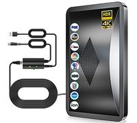 Antenne TV Intérieur Puissante TNT HD,600KM Gamme Antenne Intérieure HDTV Amplificateur Intellectuel Signal,Convient aux 1080P 4K VHF UHF Chaînes Télévision Gratuites-10M de Câble Coaxial